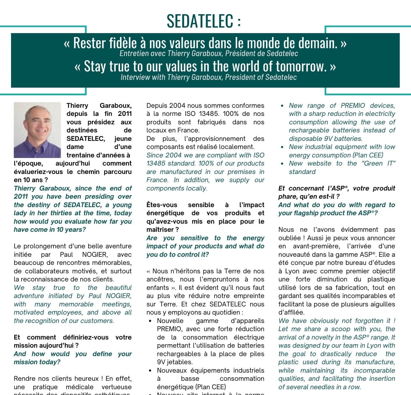 Read more about the article Interview with Thierry Garaboux, CEO of Sedatelec