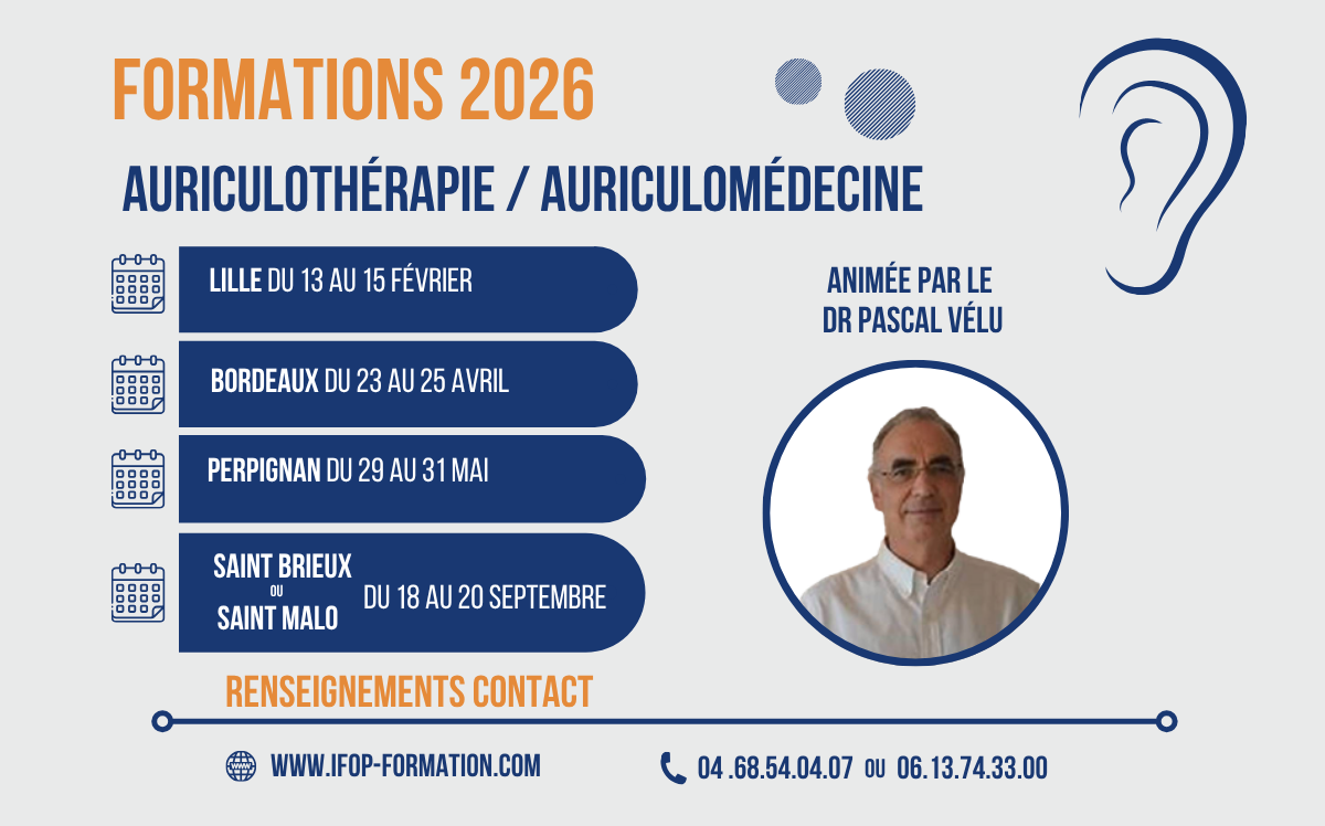 Lire la suite à propos de l’article Formation Auriculothérapie / Auriculomédecine par le Dr Pascal Vélu