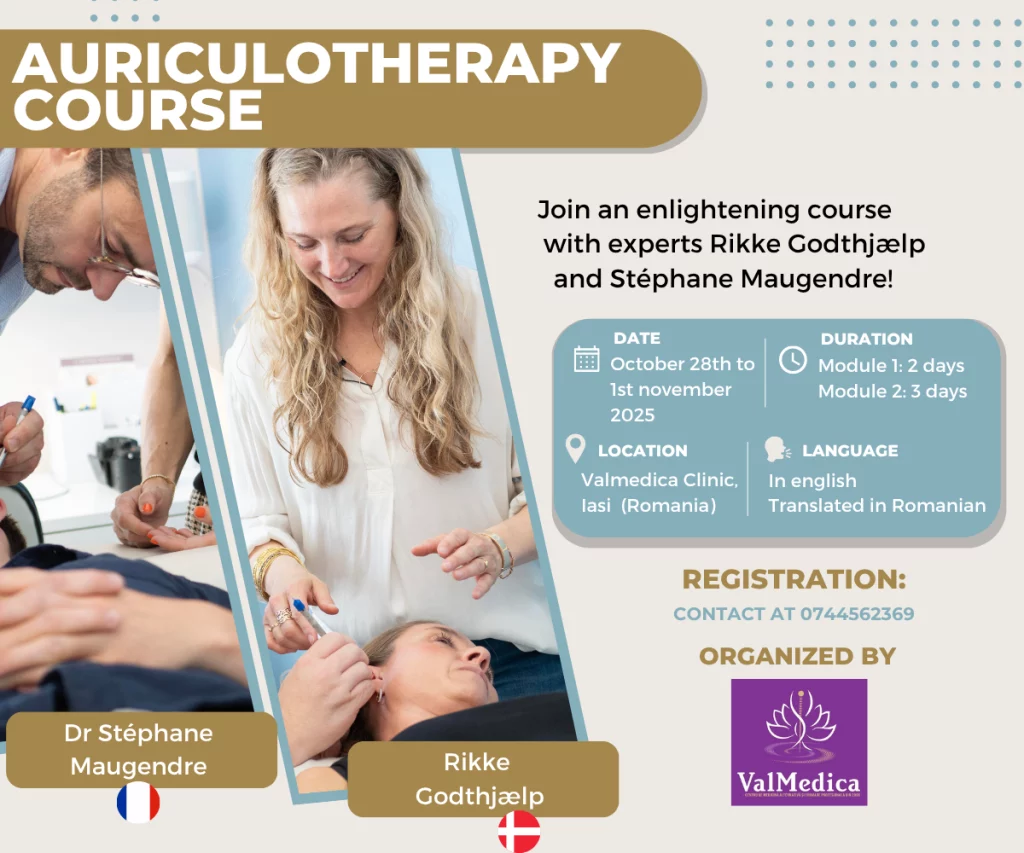 Auriculotherapy course in Romania from October 28 to November 1, in English with Romanian translation by Rikke Godthjælp and Stefane Maugendre