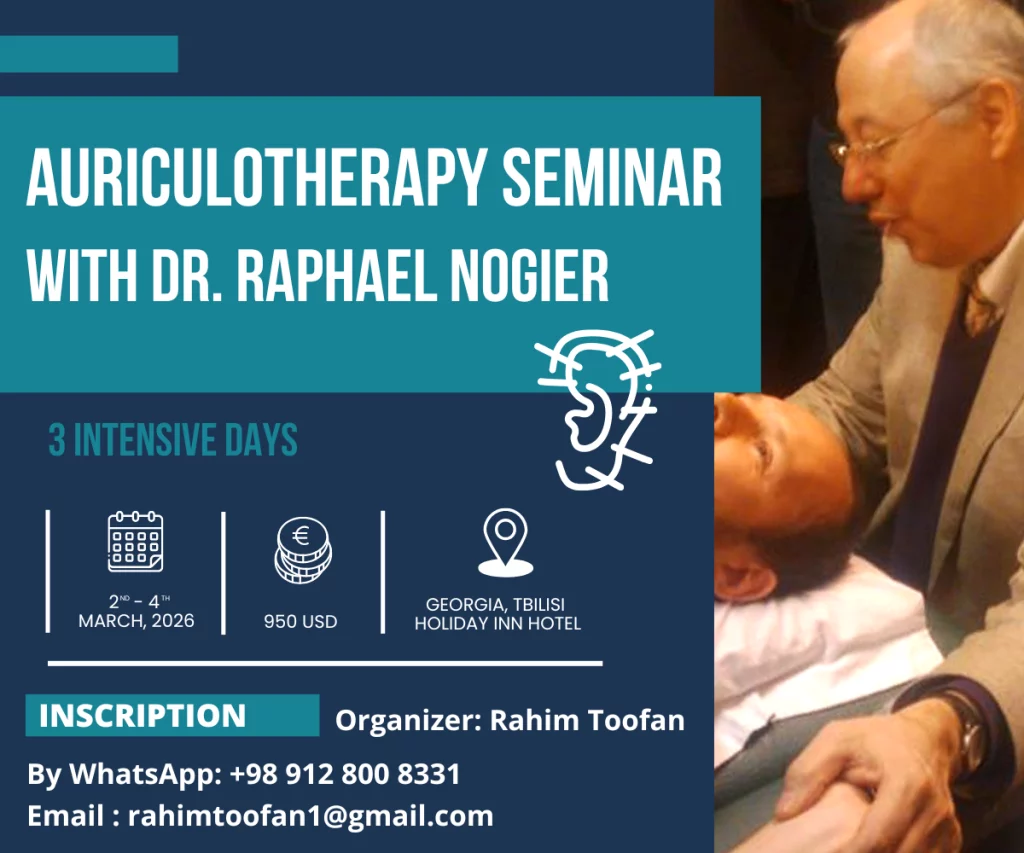 Take part in this 3-day Auriculotherapy seminar with Dr. Raphaël Nogier in Tbilisi Georgia. Open to practitioners and the general public.