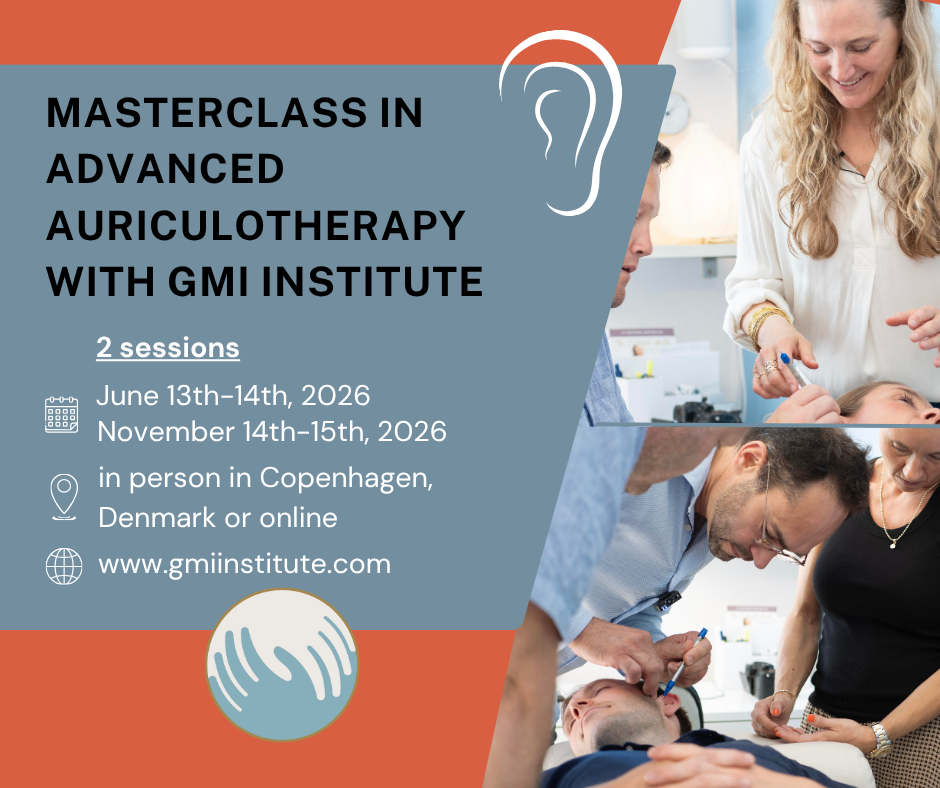 Auriculotherapy with Rikke Godthjælp & Dr. Stéphane Maugendre. Two sessions in 2026 — in person in Copenhagen or online via webinar.