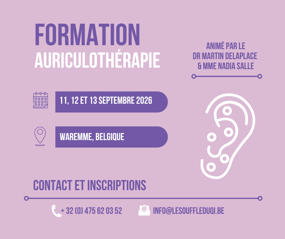 Formation d'initiation à l'auriculothérapie française à Waremme en Belgique, septembre 2026